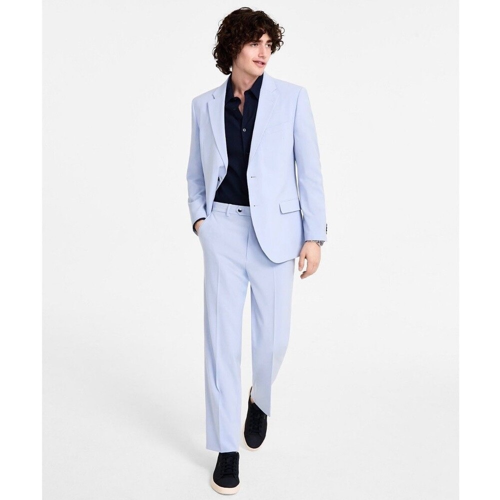 $395 NEW NAUTICA Mens 42R Light Blue Stretch 2 Piece Suit With Dress Pants 36x31